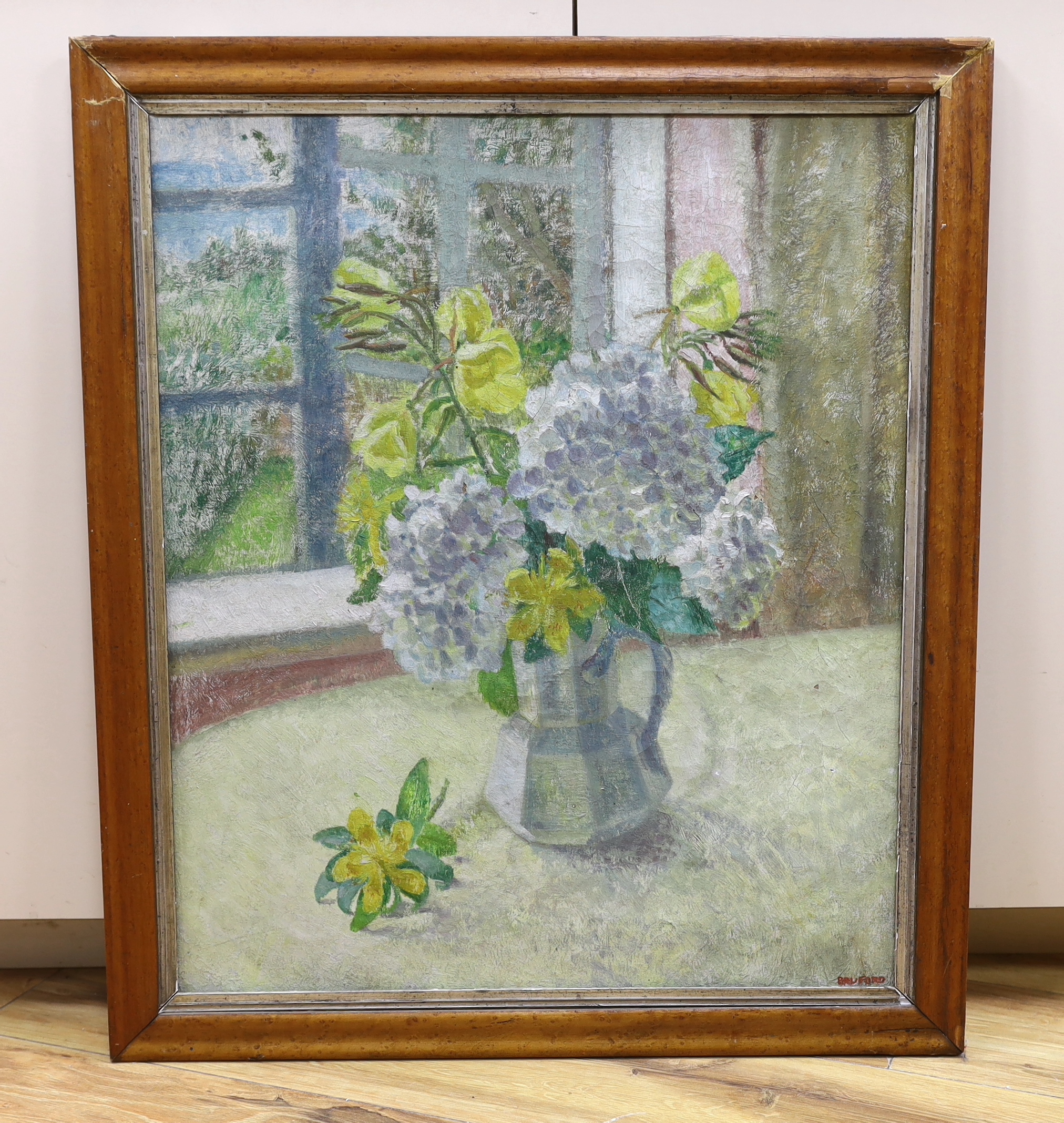 Marjorie Frances Bruford (Midge Bruford, 1902-1958) oil on canvas, Still life of flowers in a jug, signed, 58 x 48cm